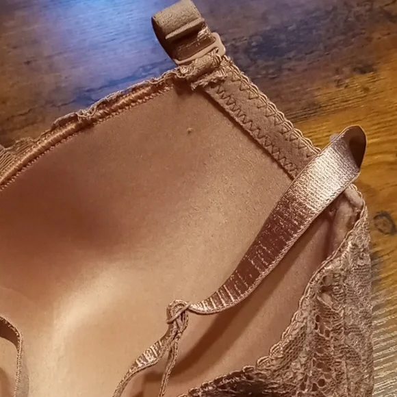NWOT 36D Feminine Rene Rofe caramel Colored Lace Sexy Padded Underwire Bra - Picture 9 of 12